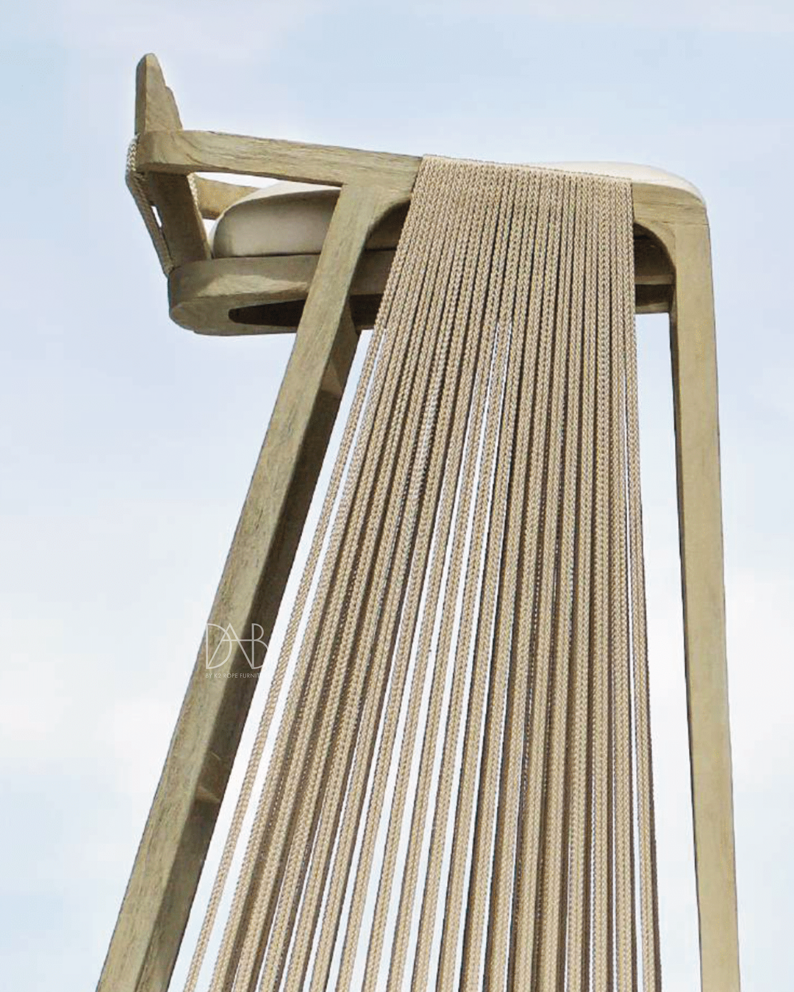 Close-up of a modern rope accent chair.