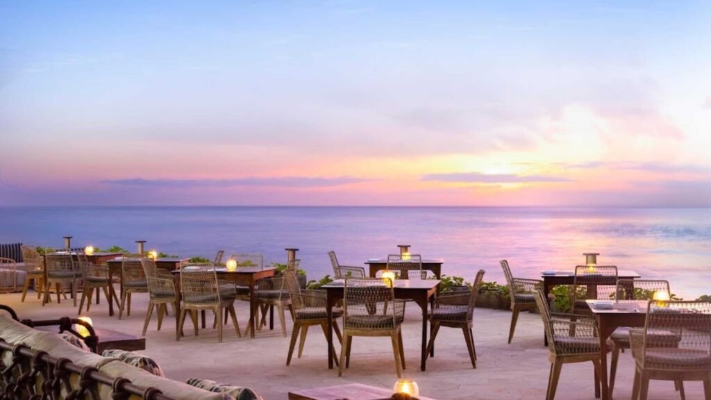 Elegant and comfortable restaurant lounge furniture setting.