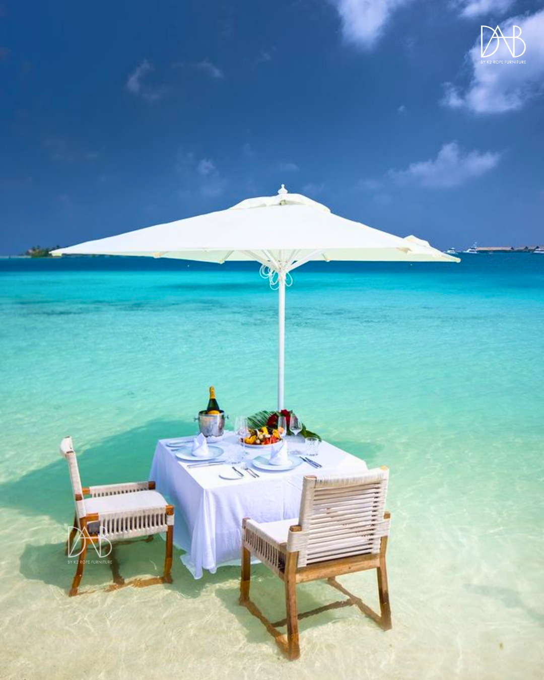 2 rope chair and table on the beach